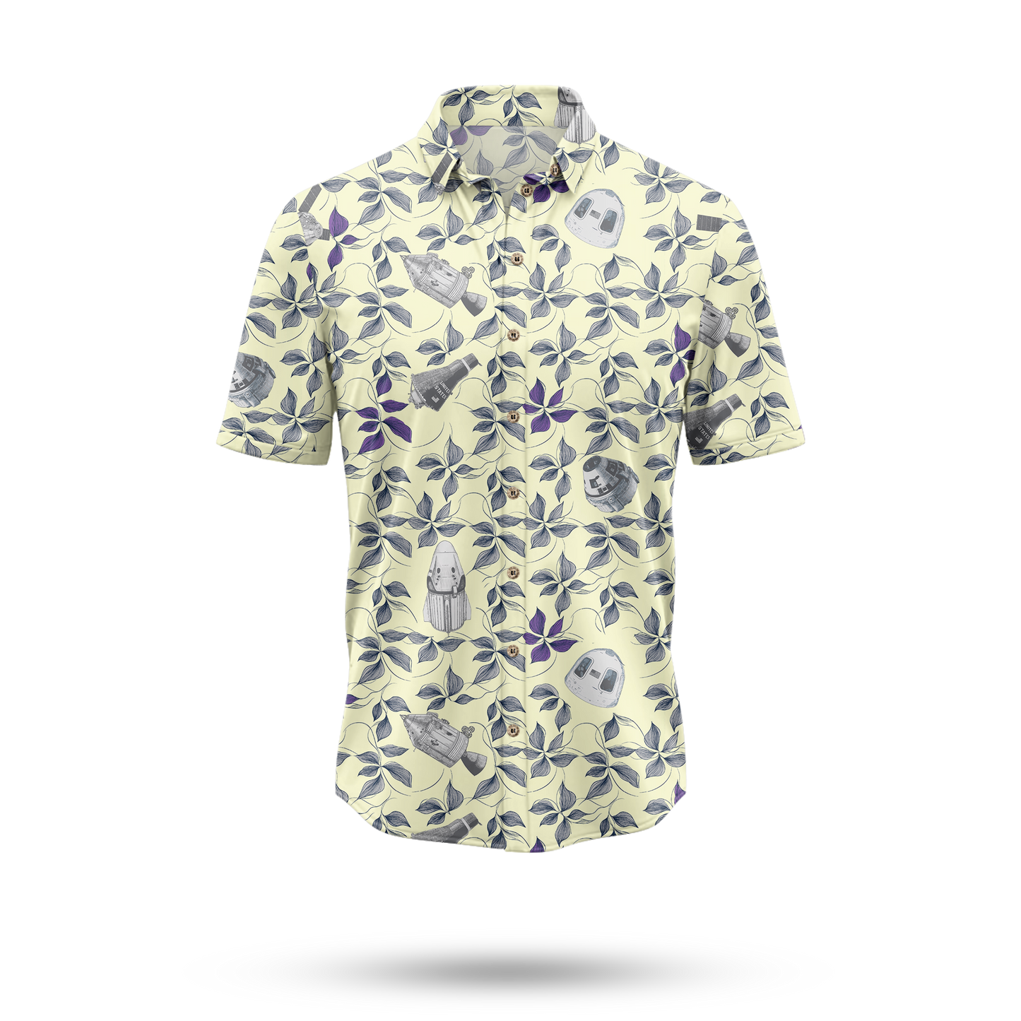 Space Capsules Hawaiian Shirt -Yellow - Cape Kennedy Clothing