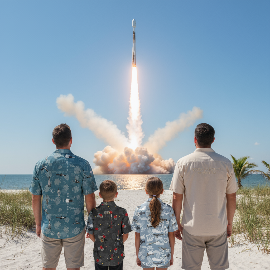 still not Cape kennedy clothing shirt deisgns. Please use the Titan Desing, The Ham design and the winged missiles from our webiste for their shirts and move the boy so that he can see the rocket, not hiding behind the arms