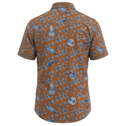 Space Capsules Hawaiian Shirt-Orange - Cape Kennedy Clothing 