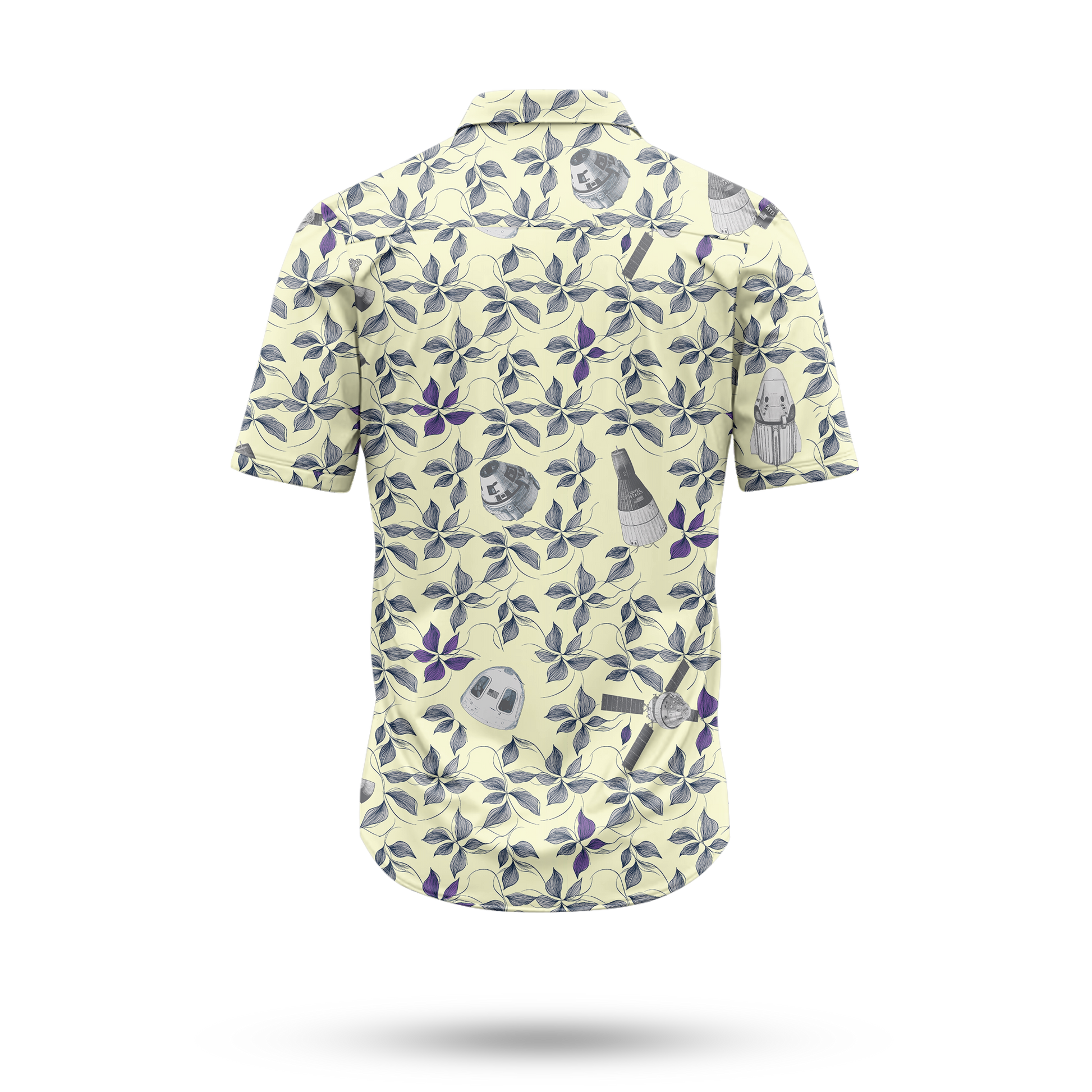 Space Capsules Hawaiian Shirt -Yellow - Cape Kennedy Clothing 