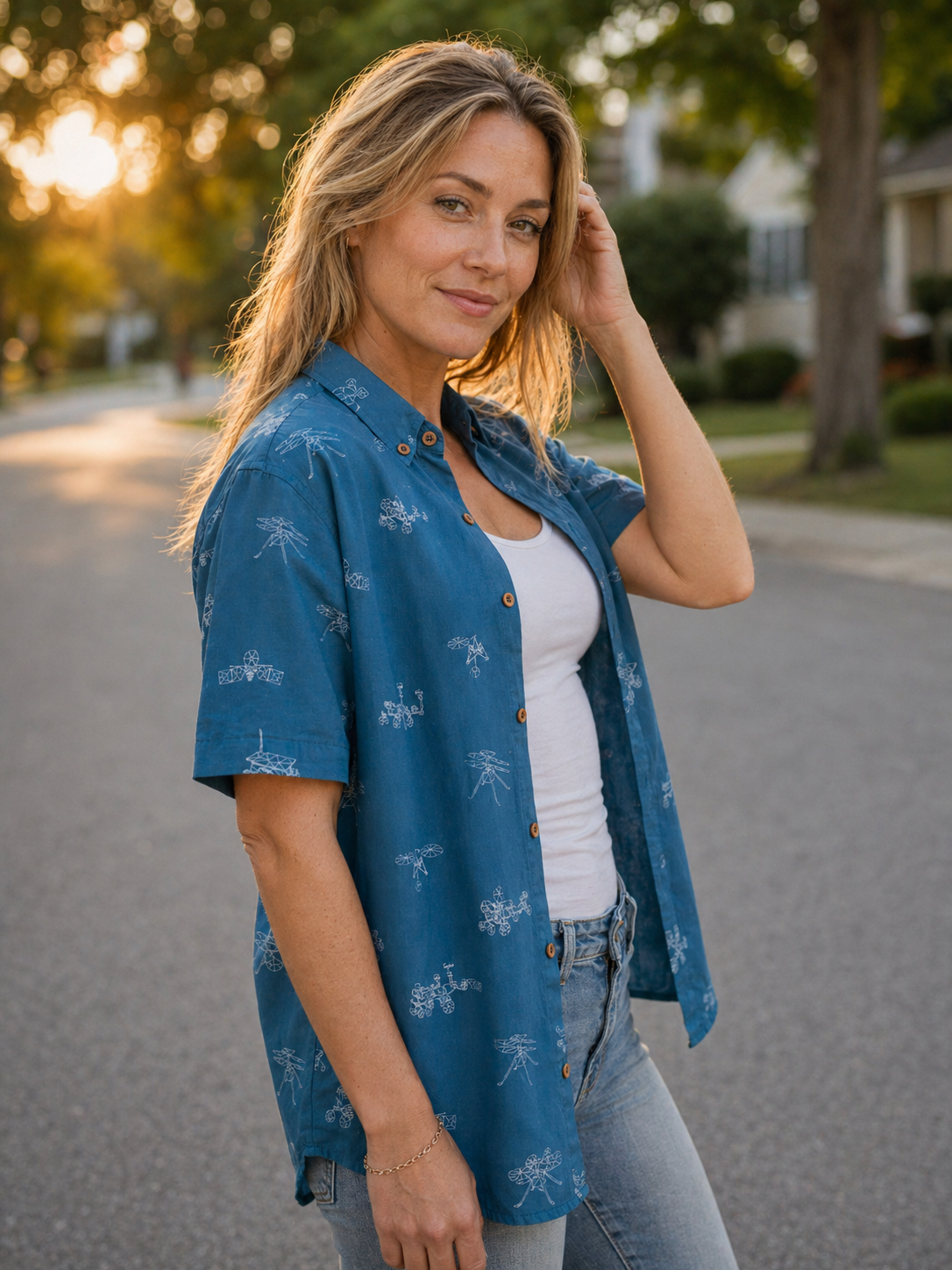 Mars Probes & Rovers Hawaiian Shirt (Teal) - Cape Kennedy Clothing 