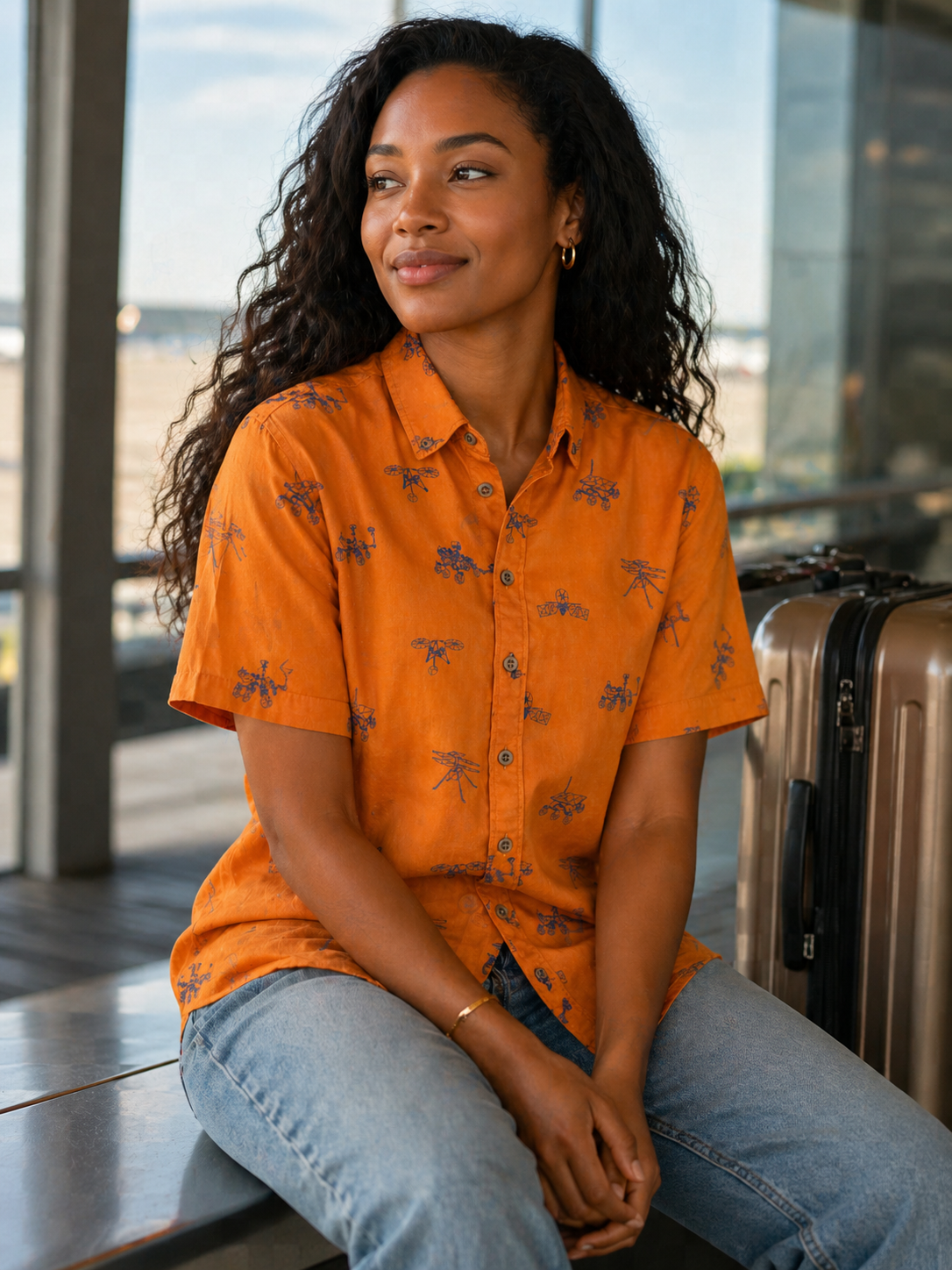 Mars Probes & Rovers Hawaiian Shirt [Orange] - Cape Kennedy Clothing 
