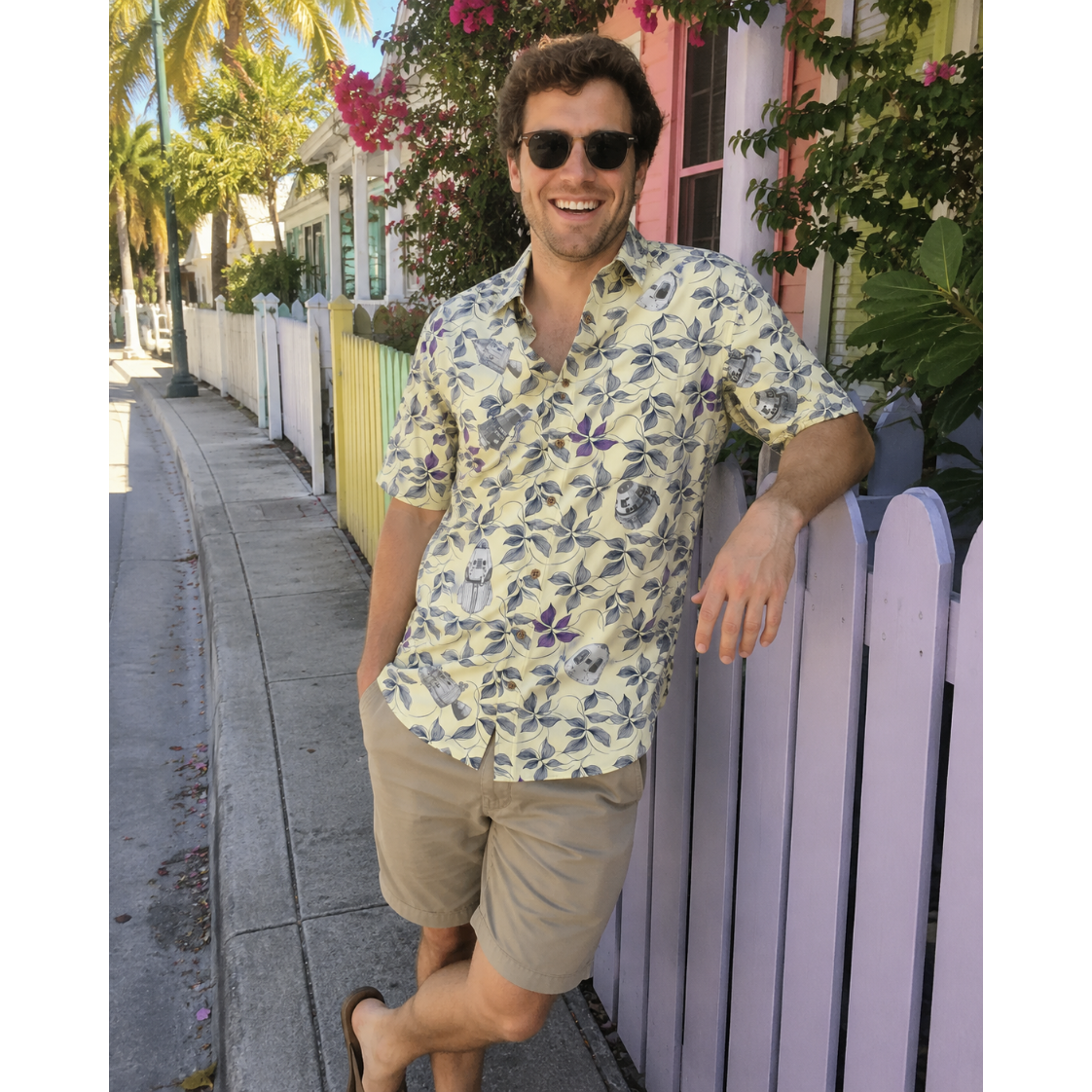 Space Capsules Hawaiian Shirt -Yellow - Cape Kennedy Clothing 