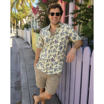 Space Capsules Hawaiian Shirt -Yellow - Cape Kennedy Clothing 