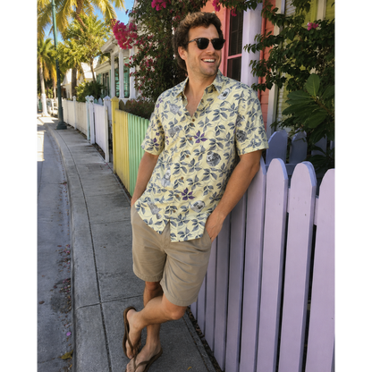 Space Capsules Hawaiian Shirt -Yellow - Cape Kennedy Clothing 