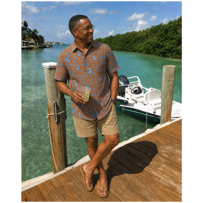 Space Capsules Hawaiian Shirt-Orange - Cape Kennedy Clothing 