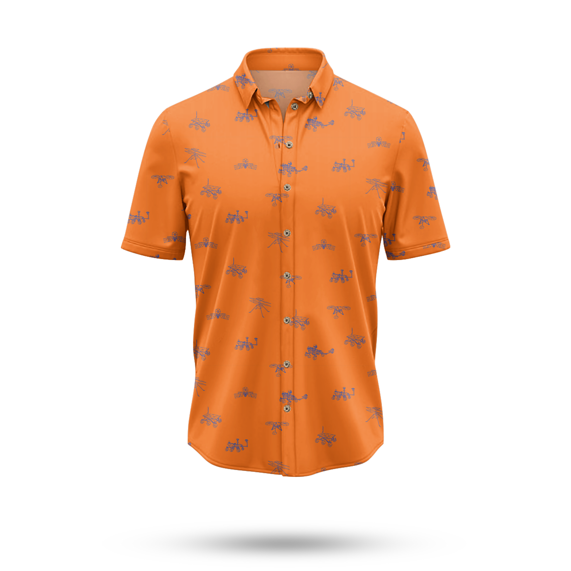 Mars Probes & Rovers Hawaiian Shirt [Orange] - Cape Kennedy Clothing 