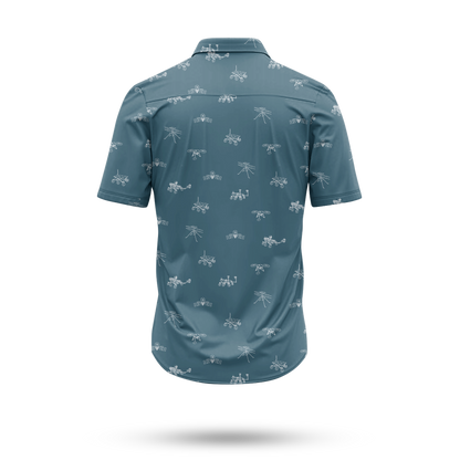 Mars Probes & Rovers Hawaiian Shirt (Teal) - Cape Kennedy Clothing 