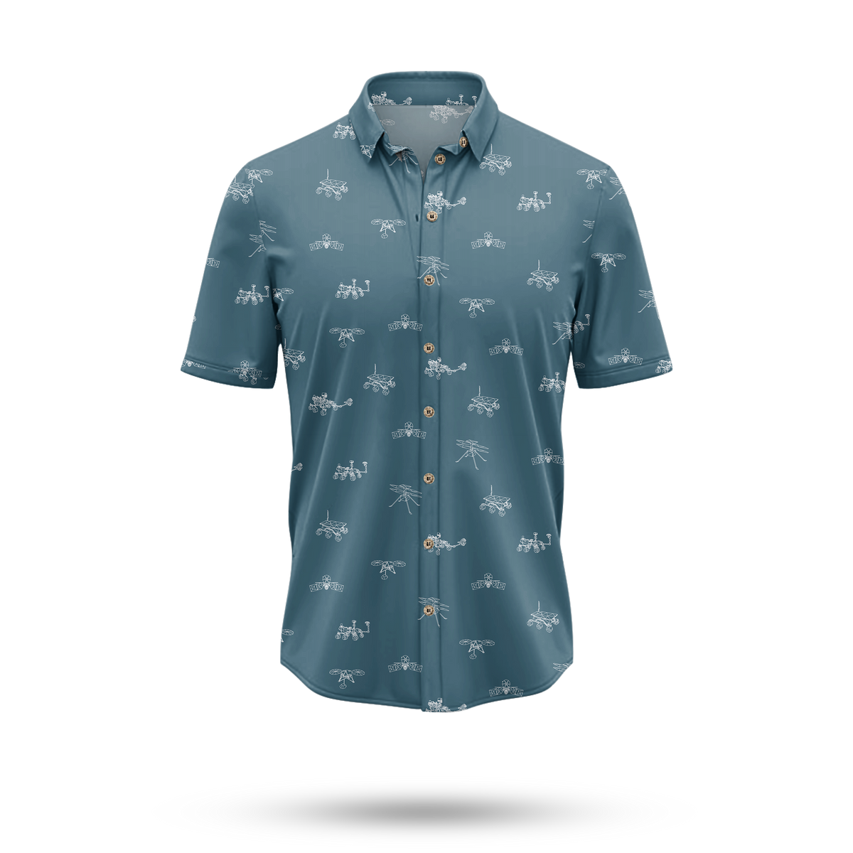 Mars Probes & Rovers Hawaiian shirt in teal - Mars rovers and landers all-over print