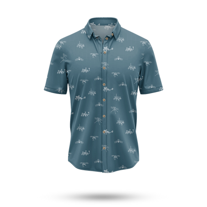 Mars Probes & Rovers Hawaiian shirt in teal - Mars rovers and landers all-over print