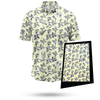 Short-sleeve shirt with a floral and ghost pattern on a white background