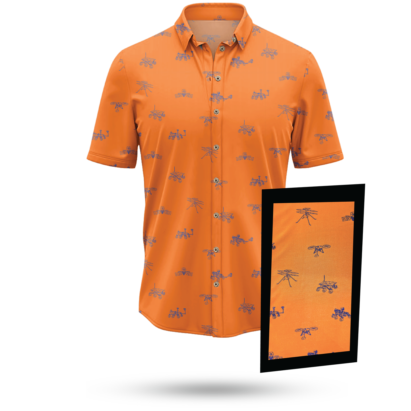 Mars Probes & Rovers Hawaiian Shirt [Orange] - Cape Kennedy Clothing 