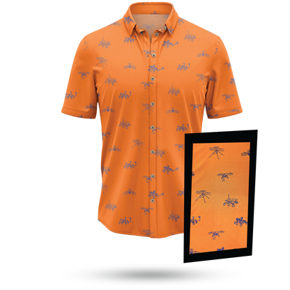 Mars Probes & Rovers Hawaiian Shirt [Orange] - Cape Kennedy Clothing 
