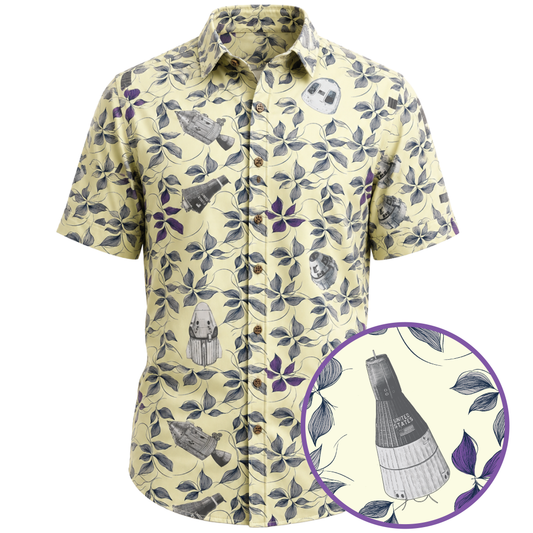 Space Capsules Hawaiian Shirt -Yellow