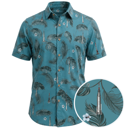 Project Mercury Aloha Shirt — Teal - Cape Kennedy Clothing 