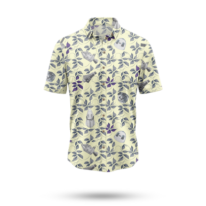 Space Capsules Hawaiian Shirt -Yellow - Cape Kennedy Clothing 